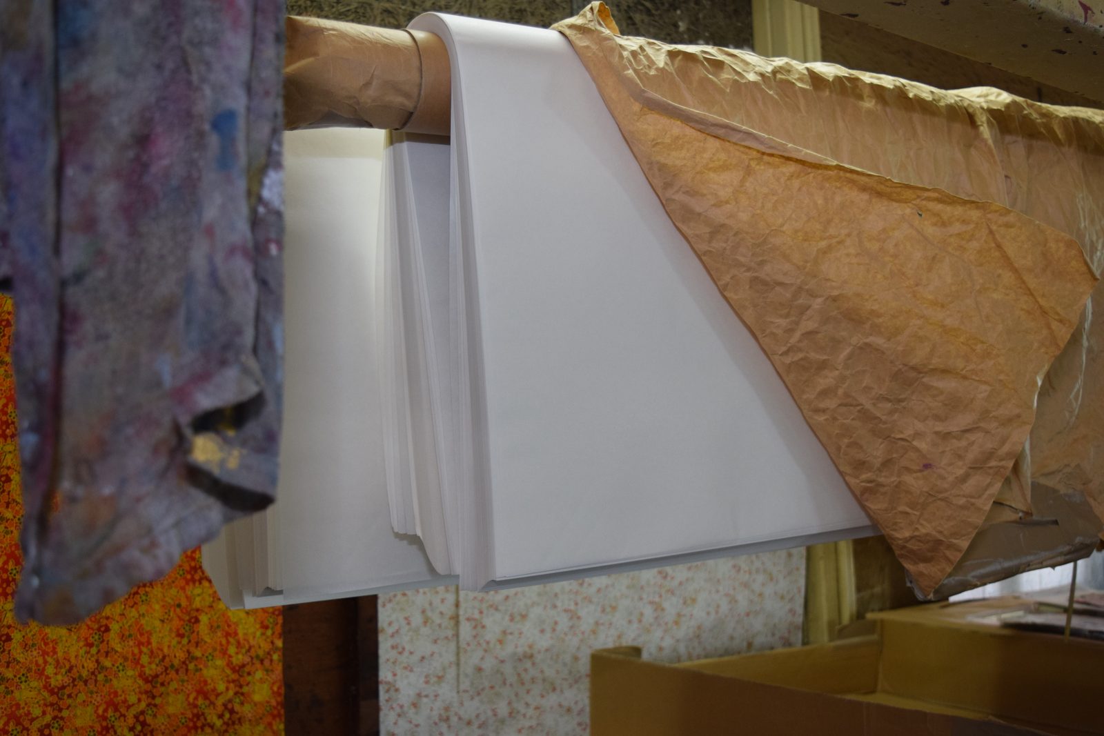 Washi sheets hanging to dry