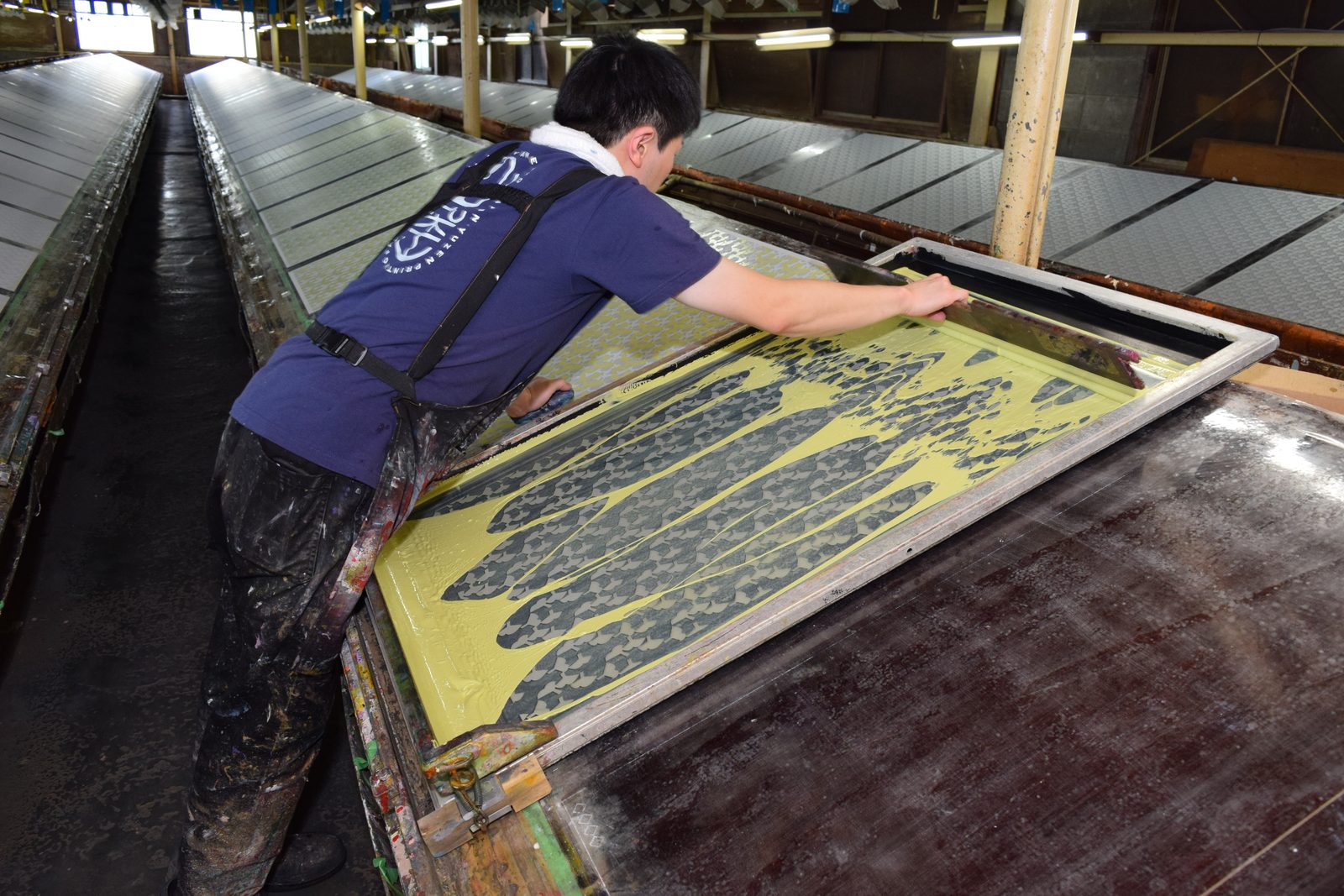 Dye poured onto a screen