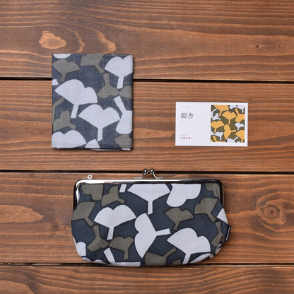 Gamaguchi Pouch & Handkerchief Set – Icho · gray
