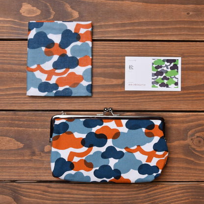 Gamaguchi Pouch & Handkerchief Set – Matsu · orange