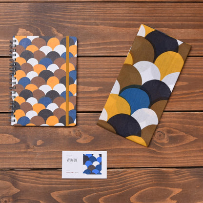 Notebook & Tenugui Set – Seigaiha · brown