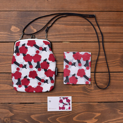 Gamaguchi Shoulder Bag & Handkerchief Set – Ume · red